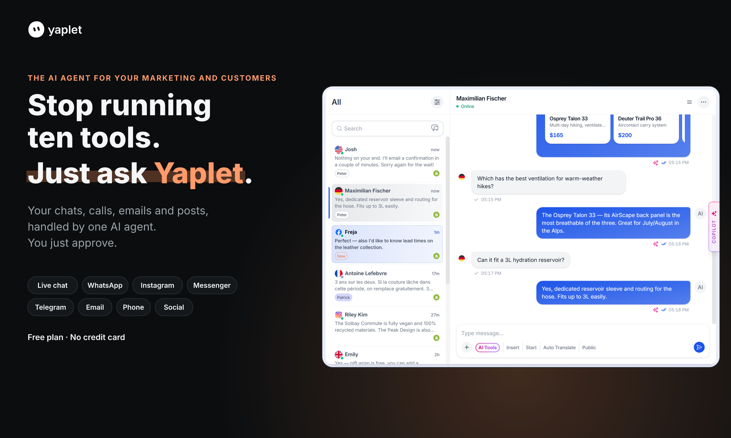 Yaplet screenshot