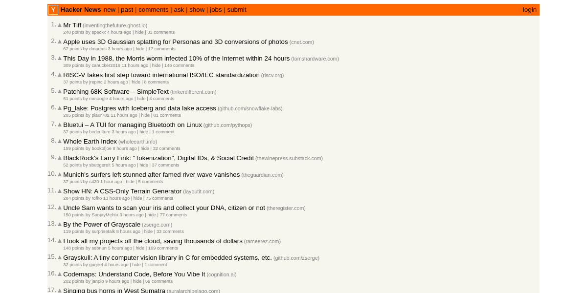 Hacker News screenshot
