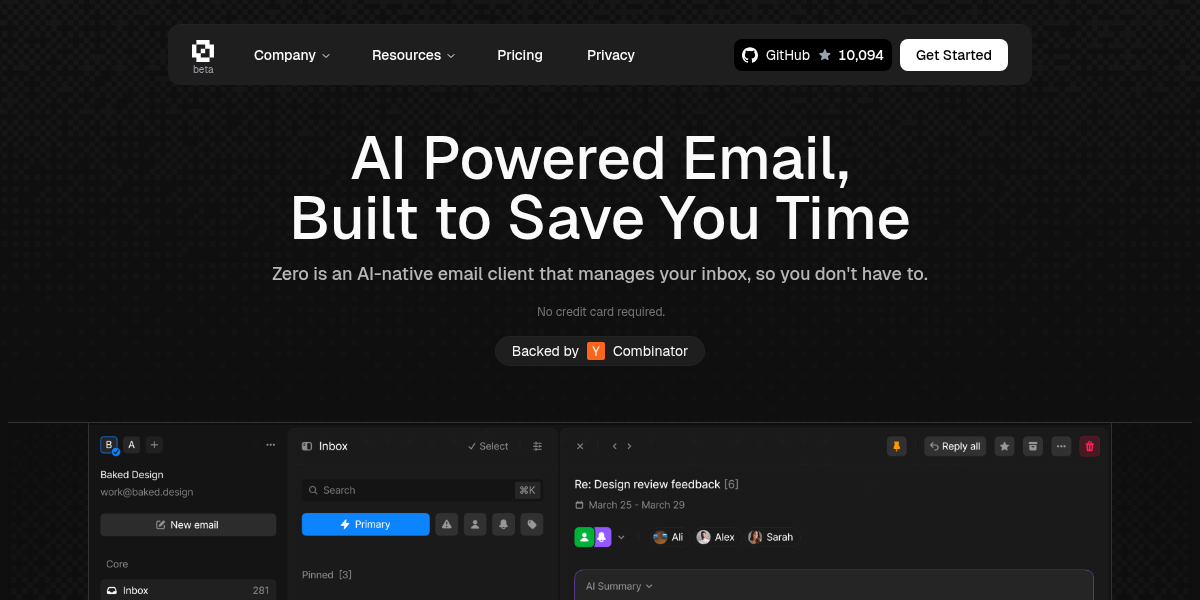 Zero Email screenshot