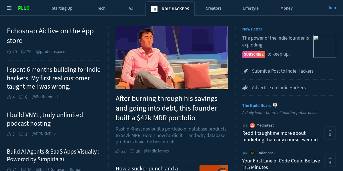 Indie Hackers screenshot