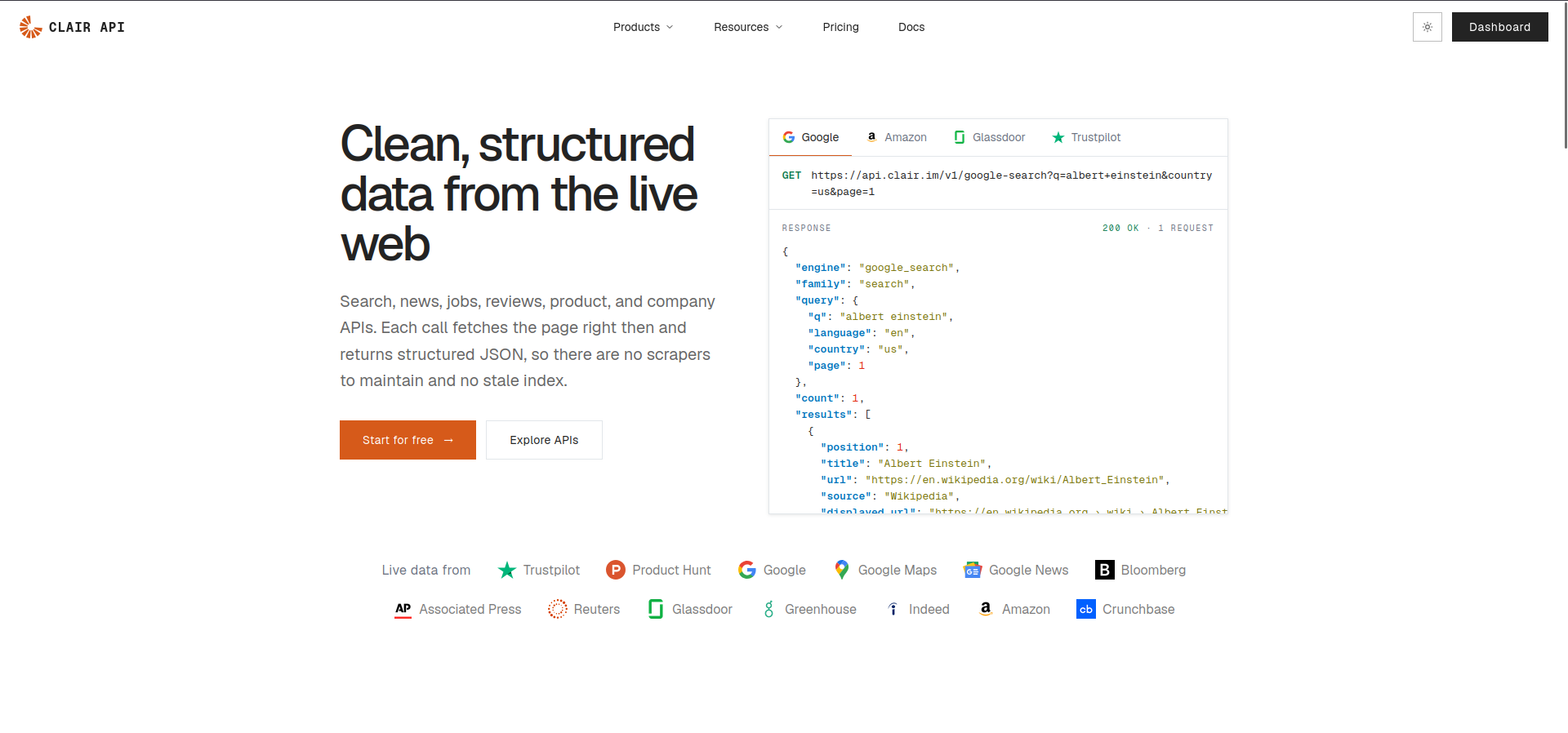 Clair API screenshot