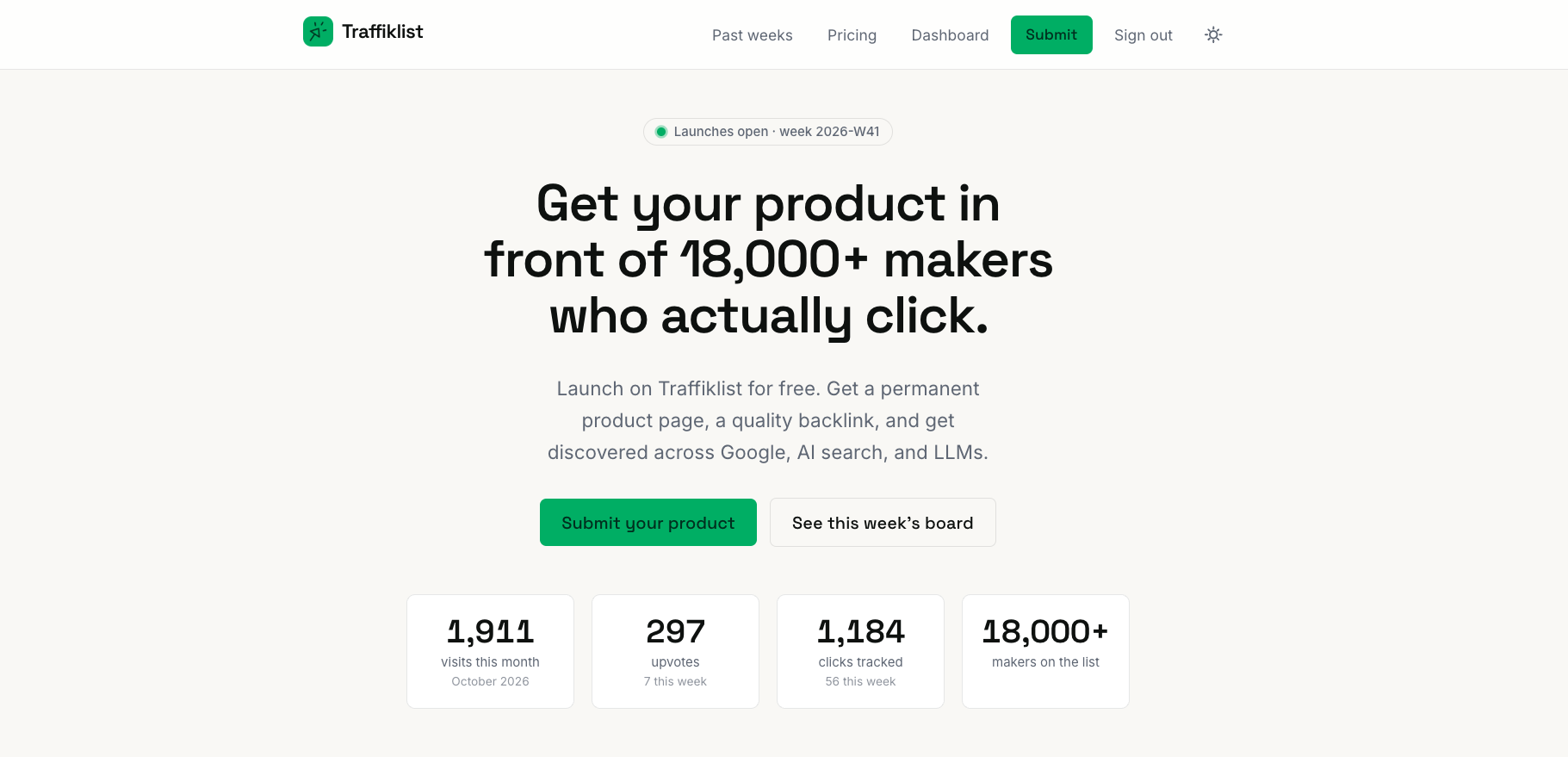 traffiklist.com screenshot