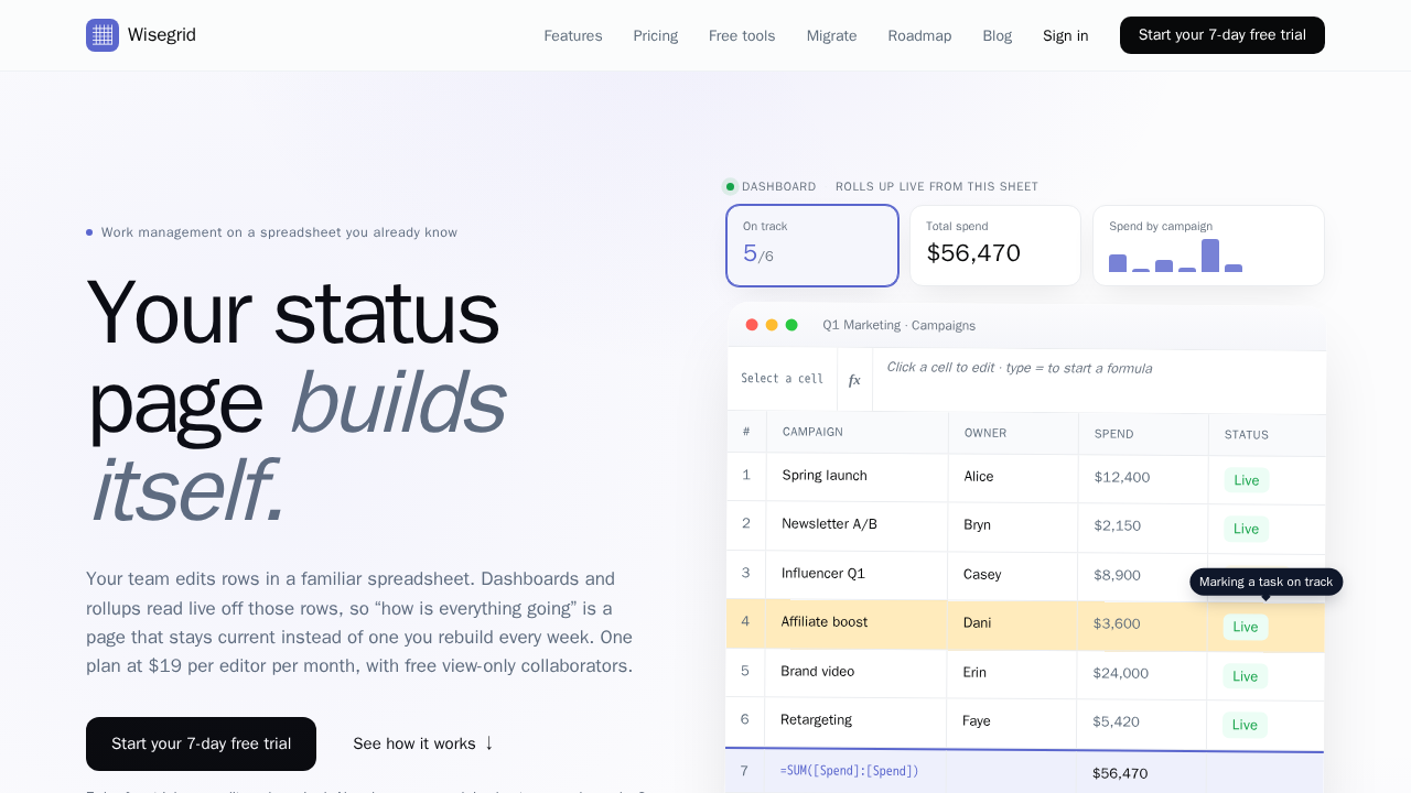 Wisegrid screenshot