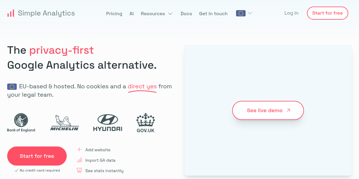 Simple Analytics screenshot